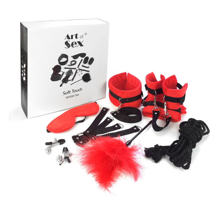 BDSM-набор Art of Sex – Soft Touch BDSM Set, красный, 9 предметов