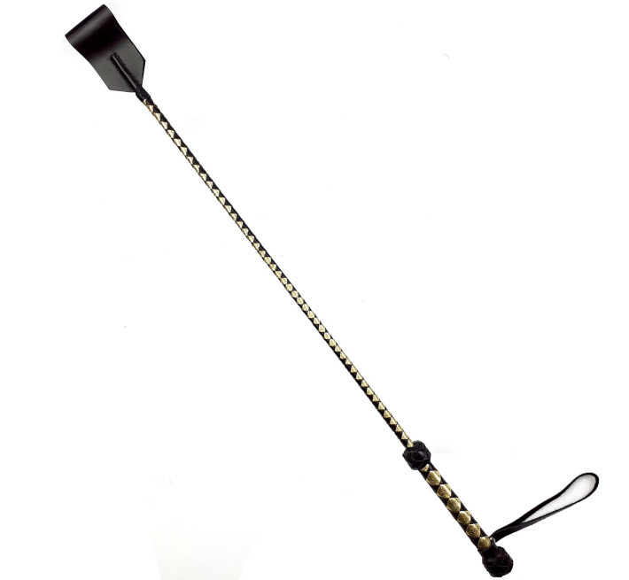 Стек класичний Art of Sex, натуральна шкіра 75 см, Чорно/Золотий