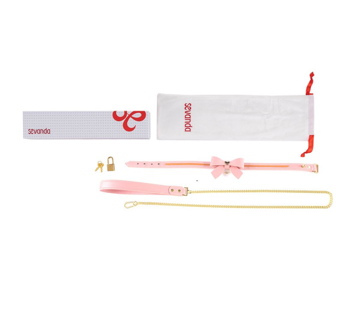 Повідець LOCKINK SEVANDA Love Heart Butterfly Leather Collar Set - Pink