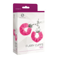 Наручники S Pleasures Furry Cuffs Pink з пухнастим оздобленням, 2 ключі в комплекті