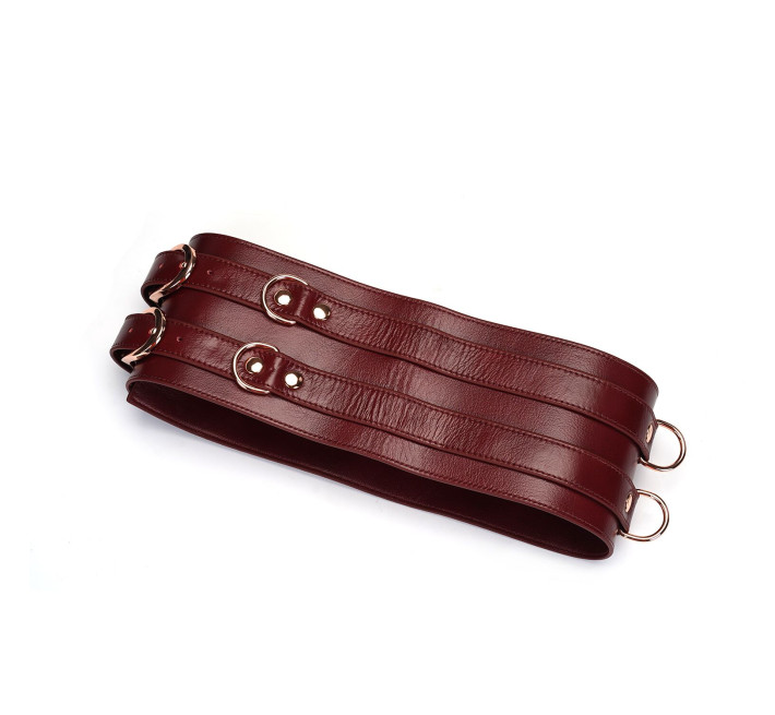 Шкіряний пояс для бондажу Liebe Seele Wine Red Waist Cuff, L Size