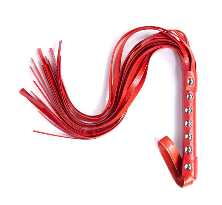 Флогер з шипами DS Fetish Studded flogger red, 55 см