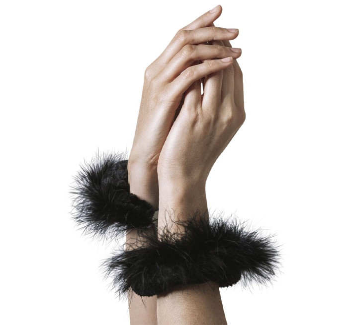 Наручники металеві з оздобленням Adrien Lastic Handcuffs Чорні