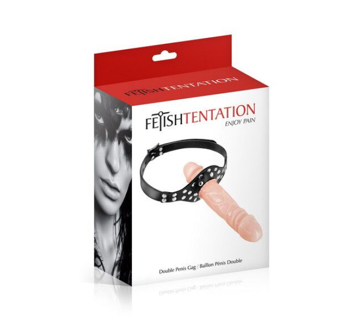 Кляп із подвійним фалоімітатором Fetish Tentation – Double Penis Gag Flesh
