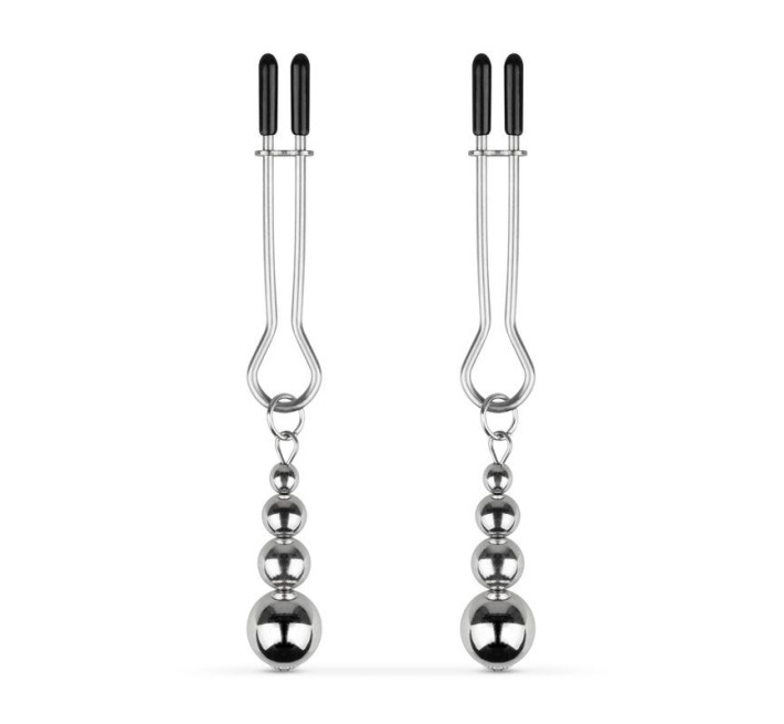 Затискачі для сосків Bedroom Fantasies: Nipple Clamps with Beaded Chain - Silver