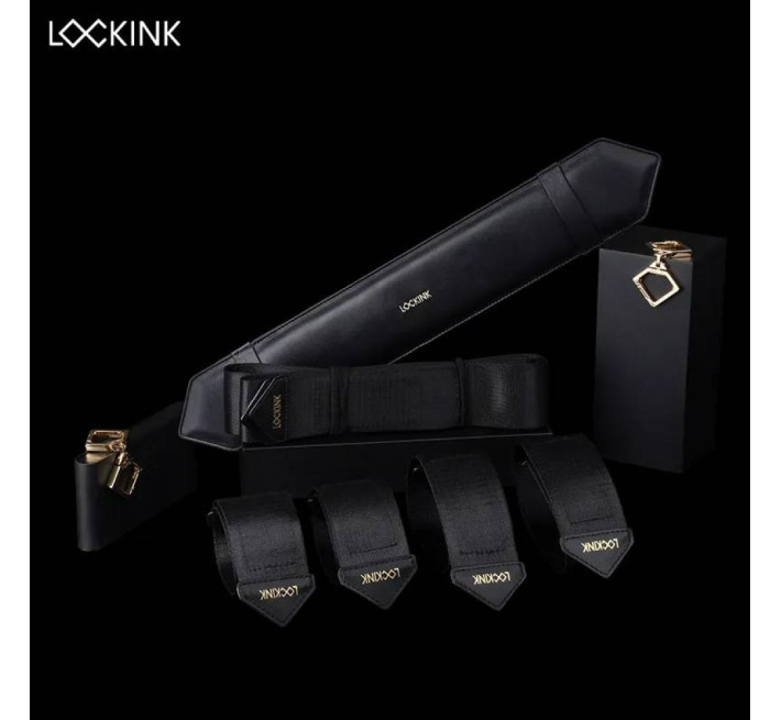Бандажний набір фіксаторів для тіла зі знімними наручниками Lockink чорний