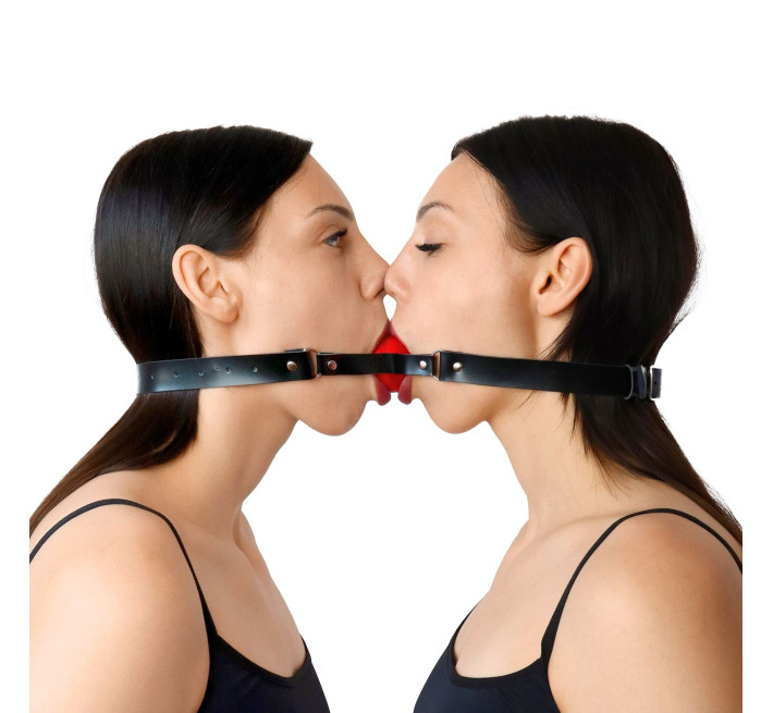 Подвійний кляп Art of Sex - Twins, натуральна шкіра