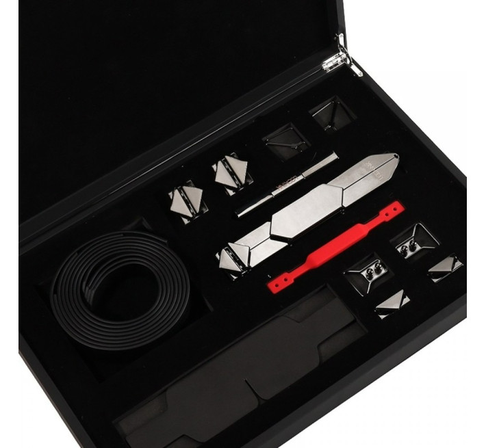 Набір БДСМ девайсів Lockink, натуральна шкіра та метал, чорний, 5 предметів