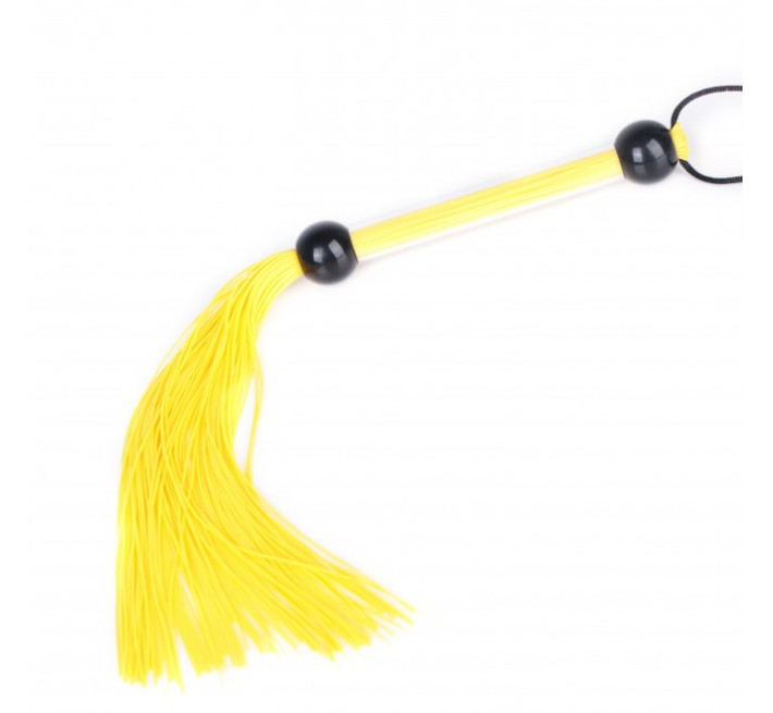 Міні-батіг силіконовий DS Fetish, з пластиковою ручкою, жовтий, 35 см