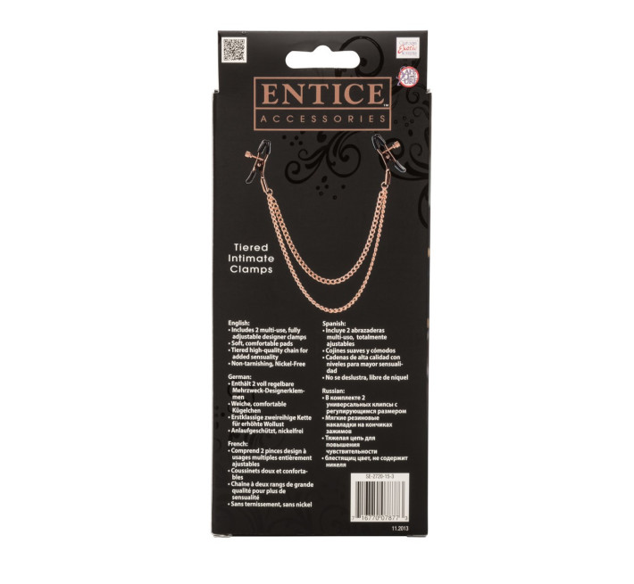 Зажимы для сосков с цепочкой California Exotic, золотистые