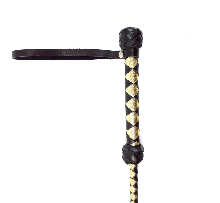 Стек класичний Art of Sex, натуральна шкіра 75 см, Чорно/Золотий