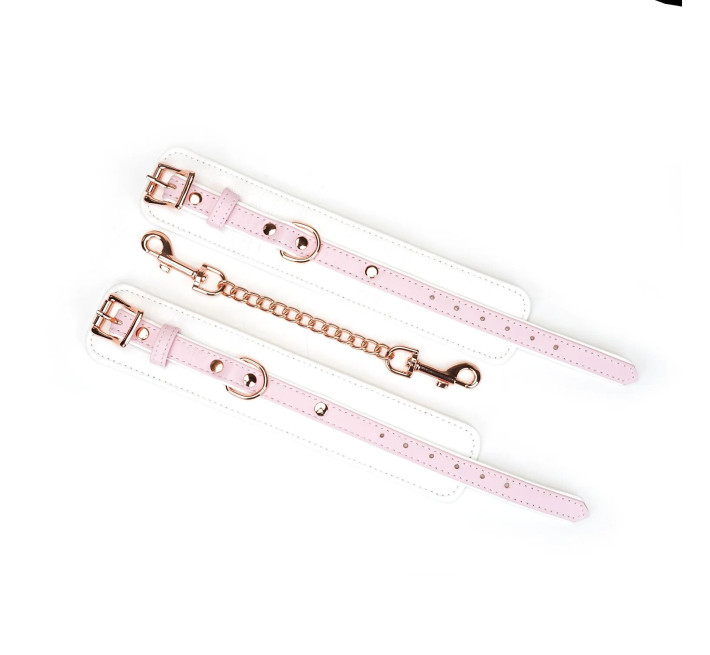 Наручники Liebe Seele White & Pink Fairy Goat Leather Hand Cuffs