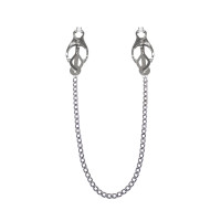 Затискачі для сосків з ланцюжком Feral Feelings - Clover nipple clamps, срібло/білий Затискачі для сосків з ланцюжком Feral Feelings - Clover nipple clamps, срібло/білий