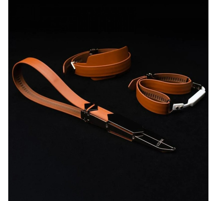 Набір БДСМ девайсів Lockink, натуральна шкіра та метал, чорний, 5 предметів