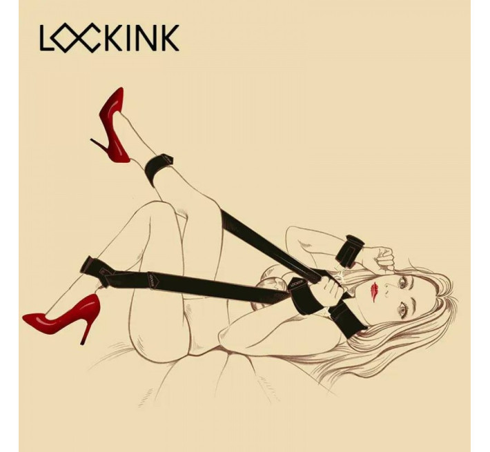Бандажний набір фіксаторів для тіла зі знімними наручниками Lockink чорний