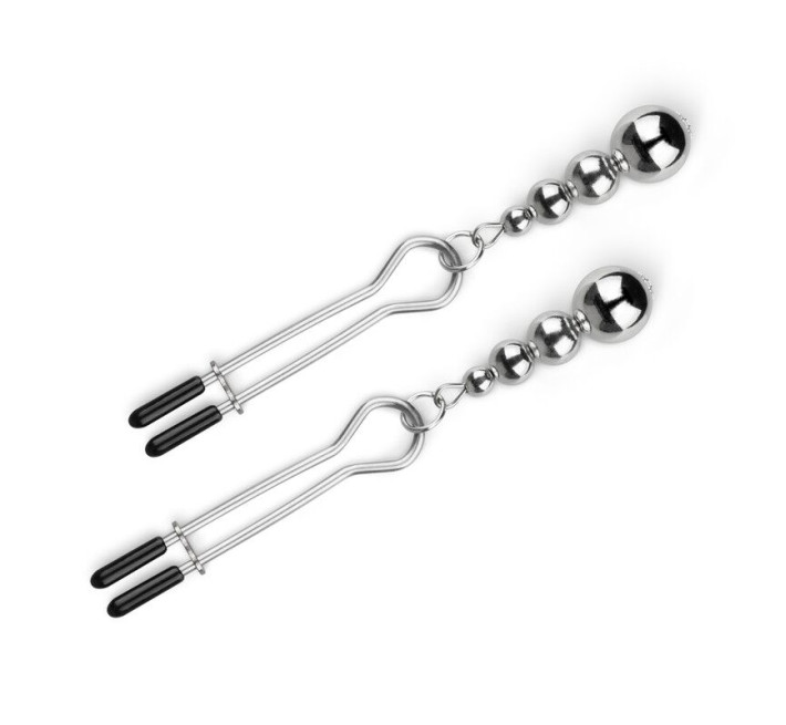 Затискачі для сосків Bedroom Fantasies: Nipple Clamps with Beaded Chain - Silver