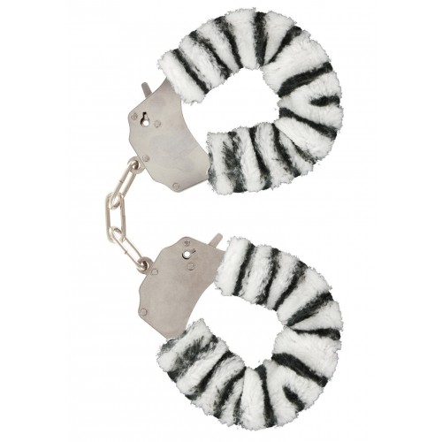 Наручники рожеві з хутром Toy Joy Furry fan cuffs Зебра