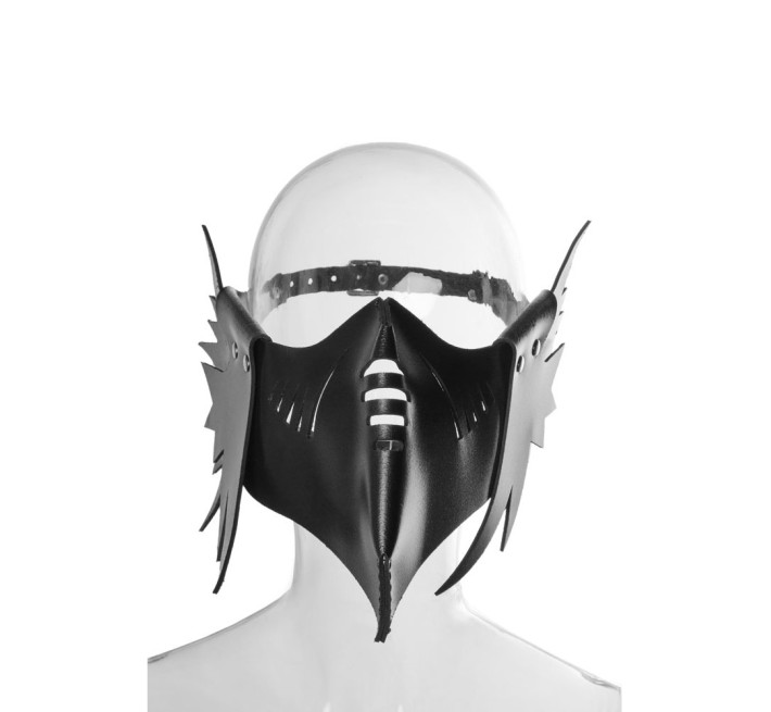 Маска ворон DS Fetish Muzzle 1 шкіра, ручної роботи, чорна