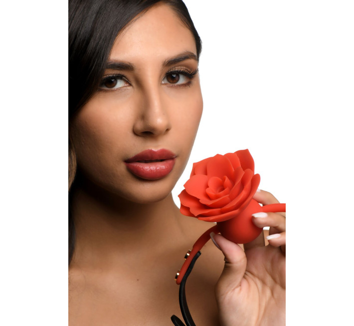 Силіконовий кляп з трояндою Master Series: Blossom Silicone Rose Gag – Red