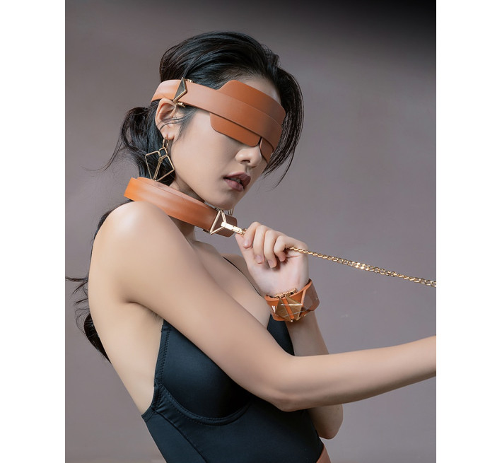 Маска на глаза кожаная Lockink коричневая