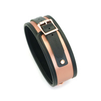 Широкий ошейник с поводком Liebe Seele Rose Gold Memory Collar with Leash, натуральная кожа Широкий ошейник с поводком Liebe Seele Rose Gold Memory Collar with Leash, натуральная кожа