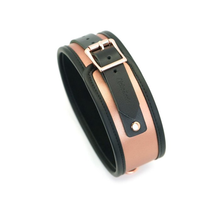 Широкий нашийник з повідцем Liebe Seele Rose Gold Memory Collar with Leash, натуральна шкіра