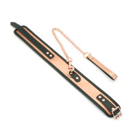 Широкий ошейник с поводком Liebe Seele Rose Gold Memory Collar with Leash, натуральная кожа Широкий ошейник с поводком Liebe Seele Rose Gold Memory Collar with Leash, натуральная кожа