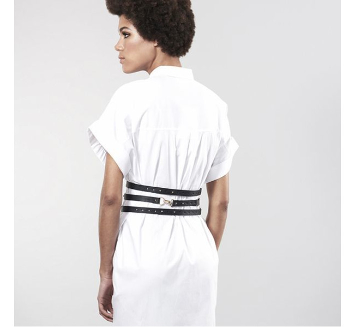 Портупея-пояс Bijoux Indiscrets MAZE Wide Belt and Restraints Чорна