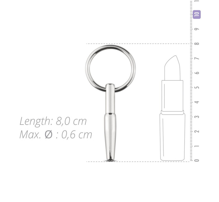 Порожнистий уретральний стимулятор Sinner Gear Unbendable - Hollow Penis Plug, довжина 4см, діаметр 8мм