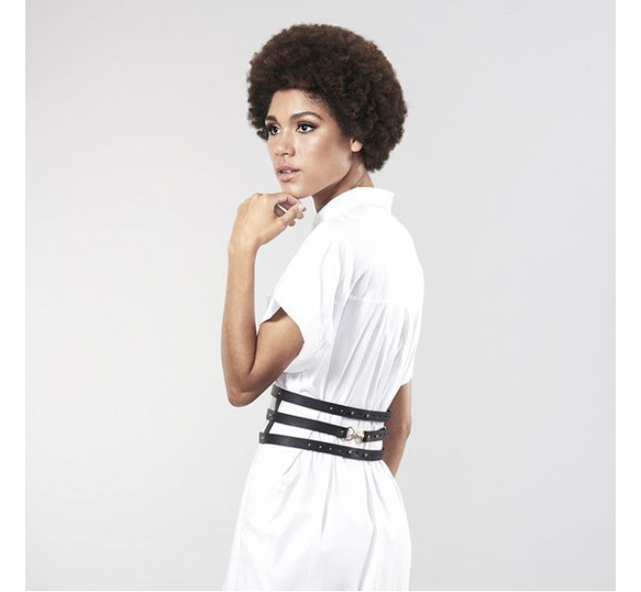 Портупея-пояс Bijoux Indiscrets MAZE Wide Belt and Restraints Чорна