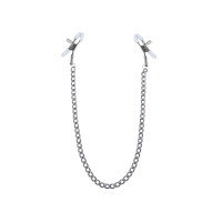 Затискачі для сосків з ланцюжком Feral Feelings - Nipple clamps Classic, срібло/білий Затискачі для сосків з ланцюжком Feral Feelings - Nipple clamps Classic, срібло/білий