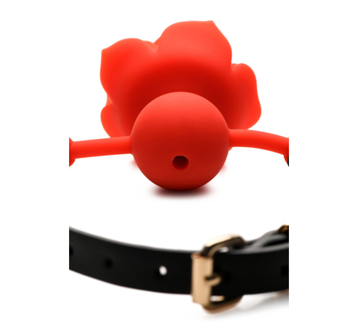 Силіконовий кляп з трояндою Master Series: Blossom Silicone Rose Gag – Red