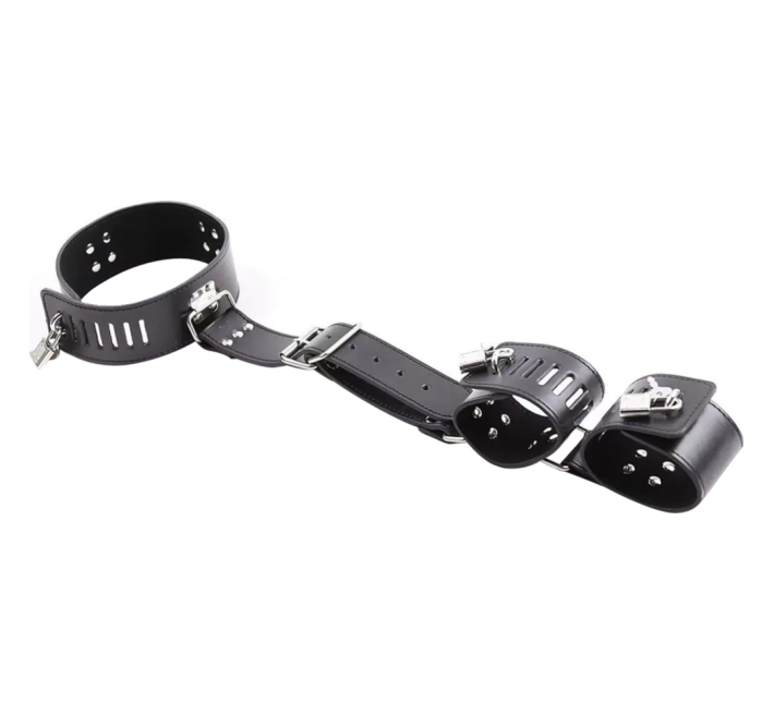 Нашийник з наручниками DS Fetish Collar with handscuff black