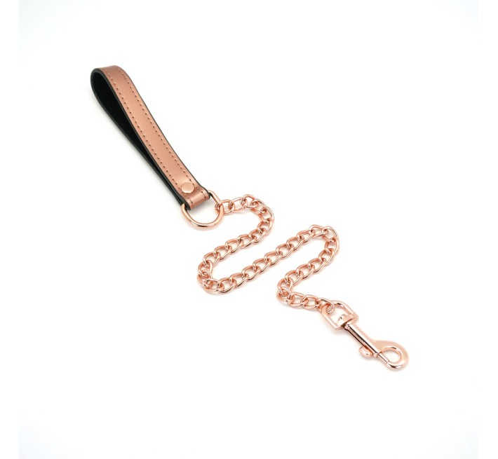 Широкий нашийник з повідцем Liebe Seele Rose Gold Memory Collar with Leash, натуральна шкіра