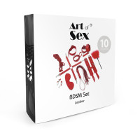 Набір BDSM Art of Sex – Set Leather, 10 предметів, чорний, натуральна шкіра Набір BDSM Art of Sex – Set Leather, 10 предметів, чорний, натуральна шкіра