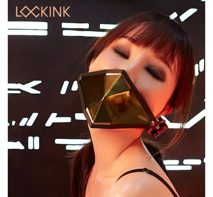 Маска кляп кіберпанк золотиста Lockink