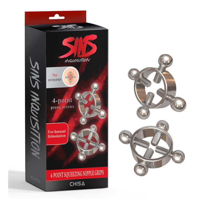 Зажимы на соски с четырьмя болтами Chisa Sins Metal