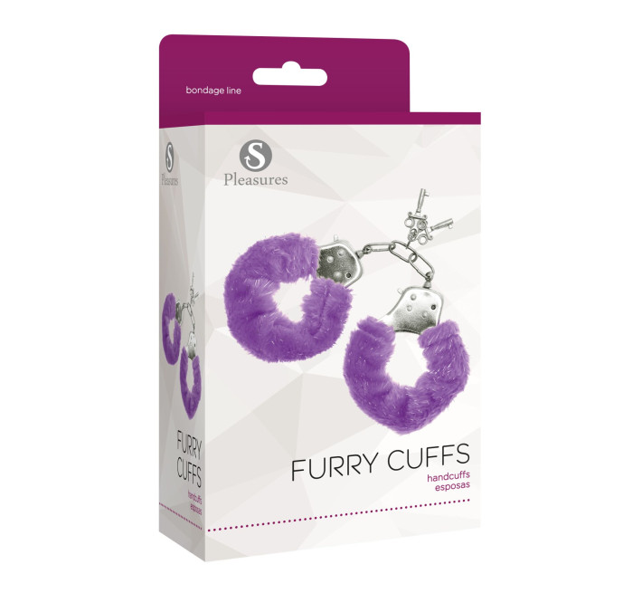 Наручники S Pleasures Furry Cuffs Purple с пушистой отделкой, 2 ключа в комплекте