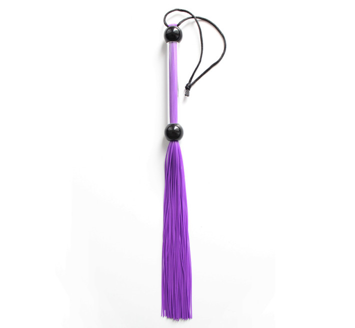Батіг DS Fetish FLOGGER прозора ручка 2 кульки, фіолетовий, 39 см