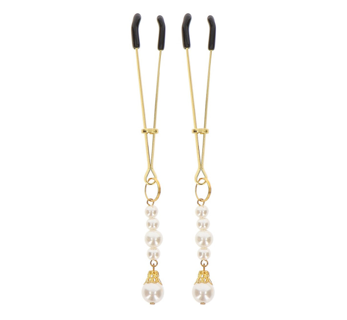 Затискачі на соски з намистинами Taboom Tweezers With Pearls золотисті
