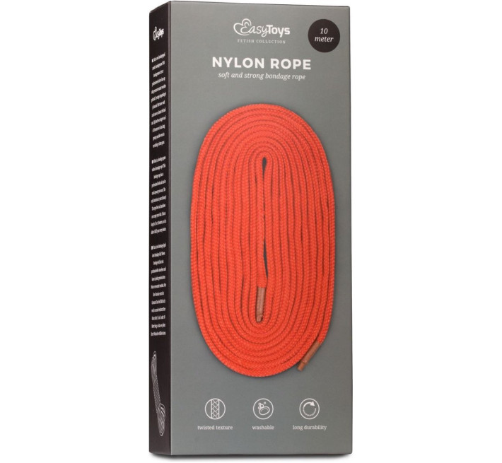 Бондажна мотузка EasyToys, нейлонова, червона, 10 м