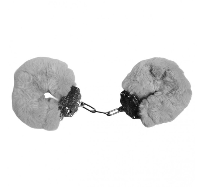 Наручники DS Fetish Plush handcuffs, метал з хутром, сірі