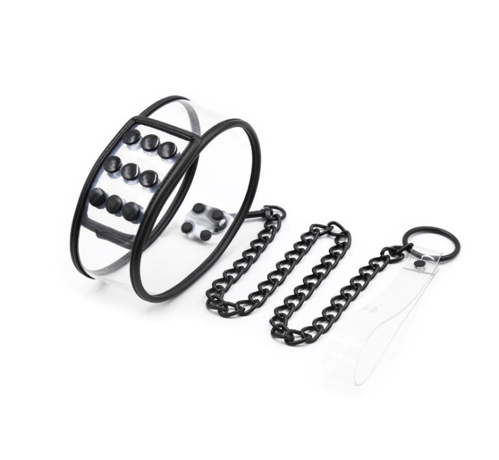 Ошейник с поводком DS Fetish Collar with leash transparent