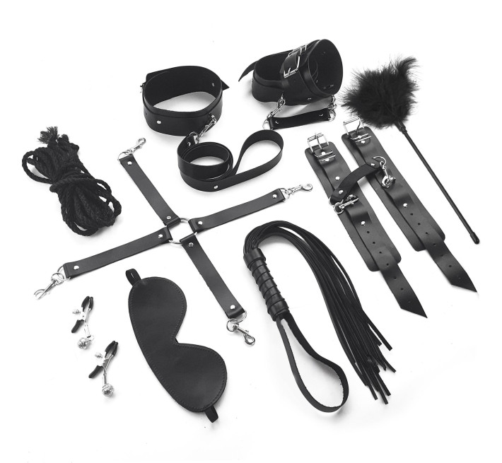 Набір BDSM Art of Sex – Set Leather, 10 предметів, чорний, натуральна шкіра