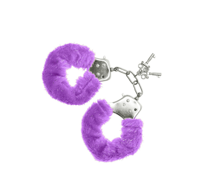 Наручники S Pleasures Furry Cuffs Purple с пушистой отделкой, 2 ключа в комплекте