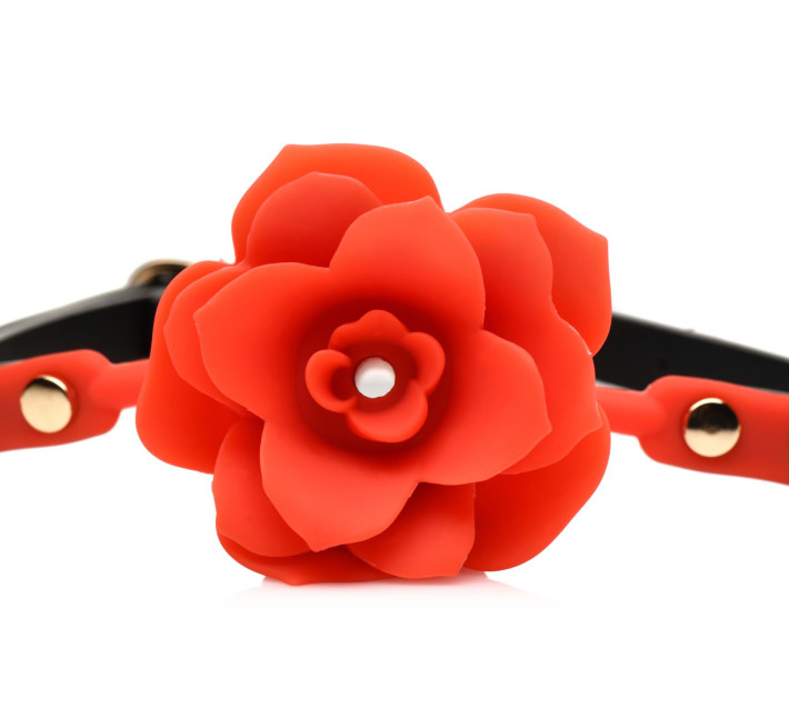 Силіконовий кляп з трояндою Master Series: Blossom Silicone Rose Gag – Red