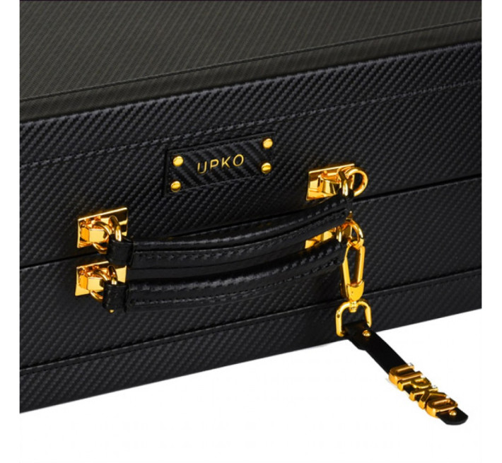 Шкаф-чемодан для БДСМ аксессуаров Upko, из итальянской кожи, черный, 14 предметов