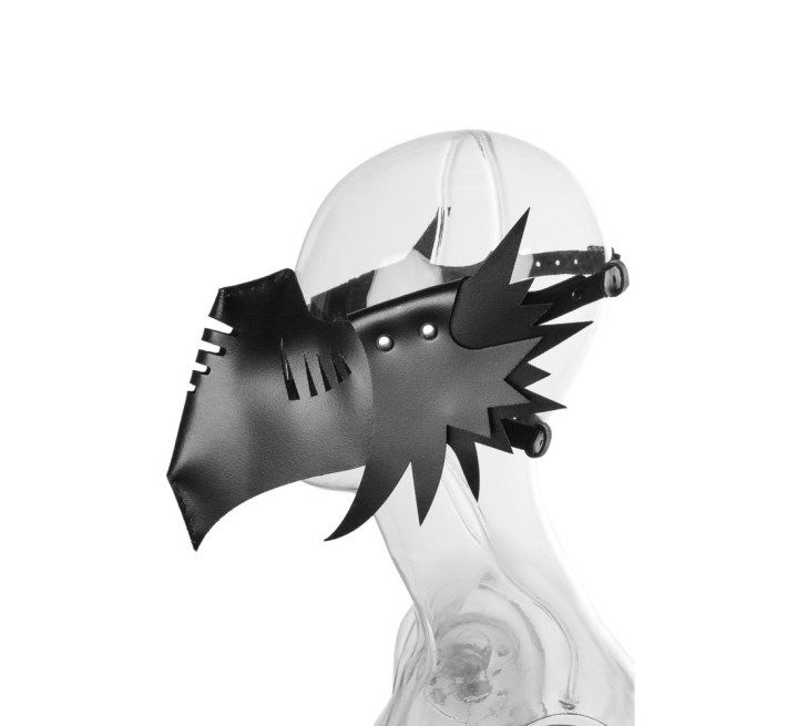 Маска ворон DS Fetish Muzzle 1 шкіра, ручної роботи, чорна