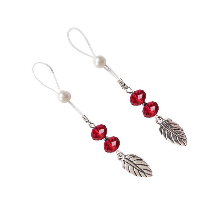 Сексуальні прикраси для сосків з листочком Art of Sex Nipple Jewelry Leaf, Червоні