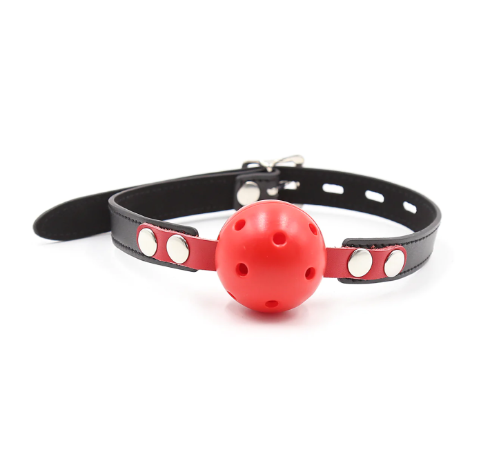 Кляп DS Fetish Locking ball gags M plastic black/red